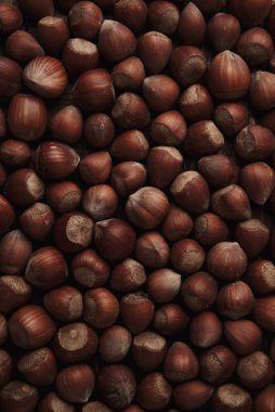 Fındık. Taze organik fileto. Fındık makrosu. Gıda arkaplanı.