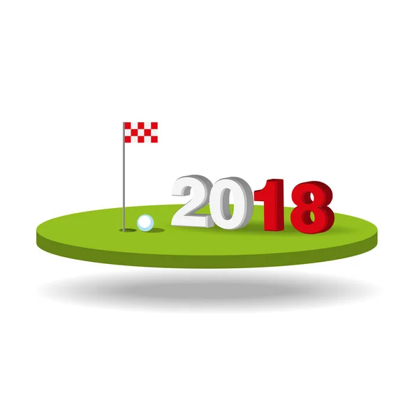 Lapangan Golf Dengan Bola Lubang Dan Nomor 2018 - Stok Vektor