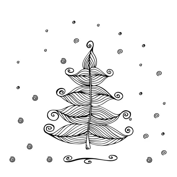 Hand Drawn Beautiful christmas tree. — Stock Vector