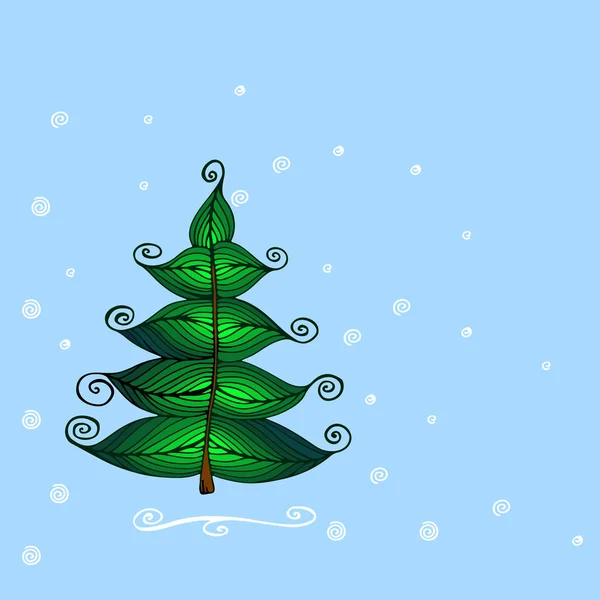 Hand Drawn Beautiful christmas tree. — Stock Vector