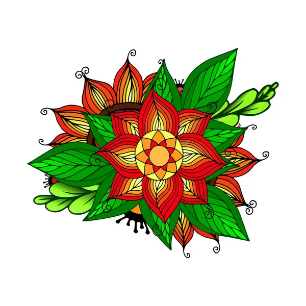 Vektor barevné květinové pozadí. Doodle ruční kreslené Ornament s květinami. Vektorové ilustrace. — Stockový vektor