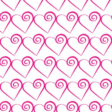 Romantik pembe kalp desen. Vektör çizim tatil tasarımı için. Beyaz arka plan üzerinde birçok uçan Kalpler.