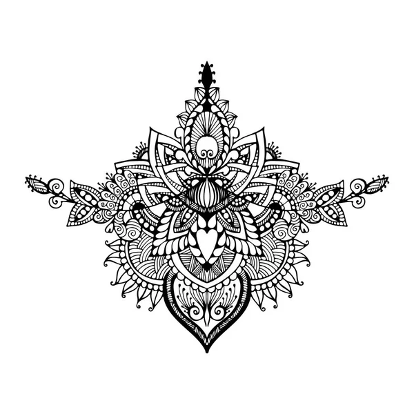 Patrón de flor ornamentado dibujado a mano vectorial en estilo zentangle . — Foto de Stock