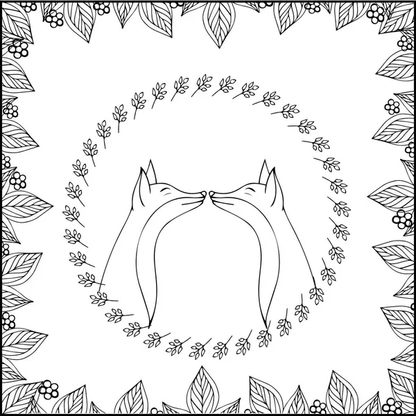 Doodle ręcznie rysowane Ornament z z wektor ładny fox. Szablon dla karty z pozdrowieniami. — Zdjęcie stockowe