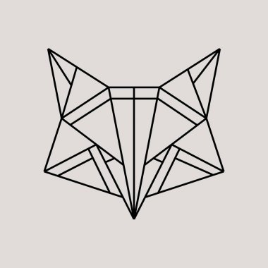 Üzerinde gri arka plan vintage vektör tasarım eleman illüstrasyon izole geometrik fox kafa
