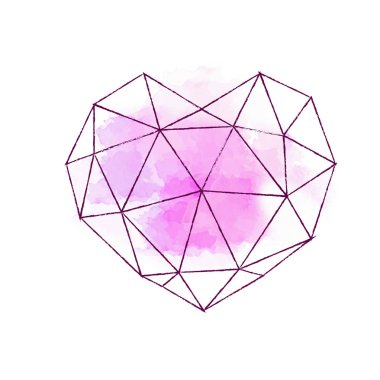 Beyaz arka plan üzerinde izole kalp. Simge. Seviyorum. Çokgenler stili.