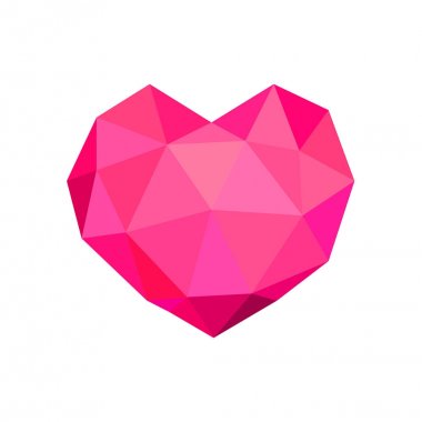 Beyaz arka plan üzerinde izole kalp. Simge. Seviyorum. Çokgenler stili.