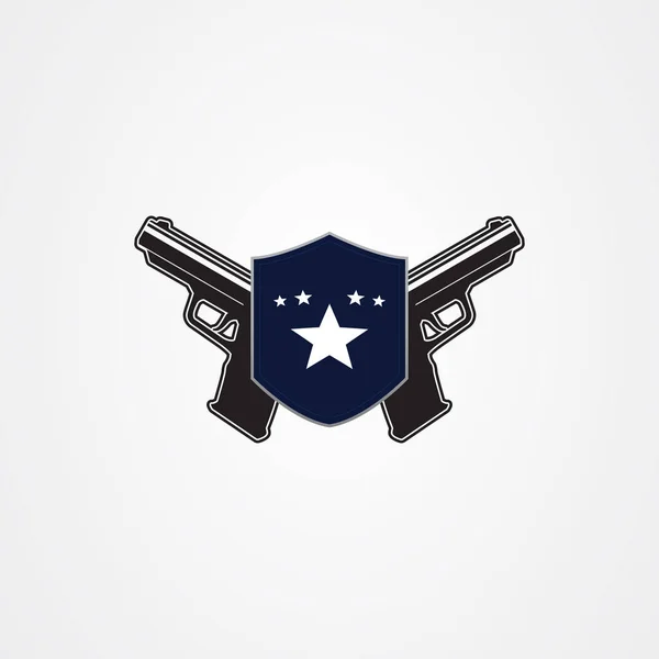 Pistolas con escudo como una plantilla de logotipo emblema — Vector de stock