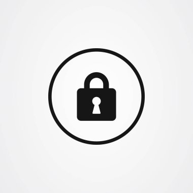 Asma kilit ya da kilit ikon vektörü. Güvenli ve güvenlik sembolü.