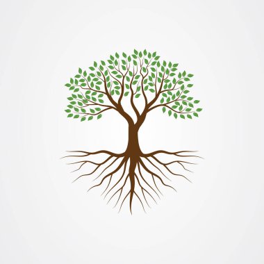 Kök vektör illüstrasyonlu ağaç