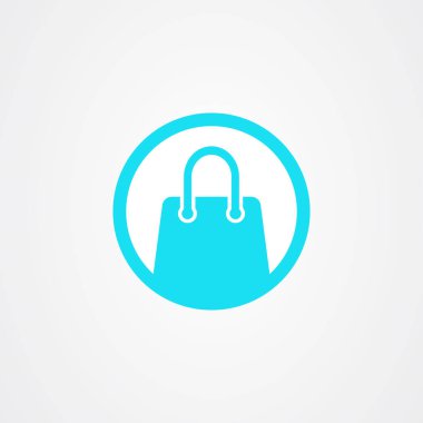 Çevrimiçi dükkan için alışveriş çantası simgesi logo vektör tasarımı