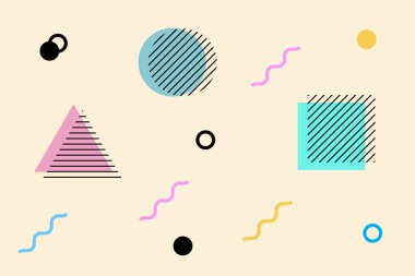 Memphis biçim şablonu, geometrik vektör şablonu, trend vektör arka planı