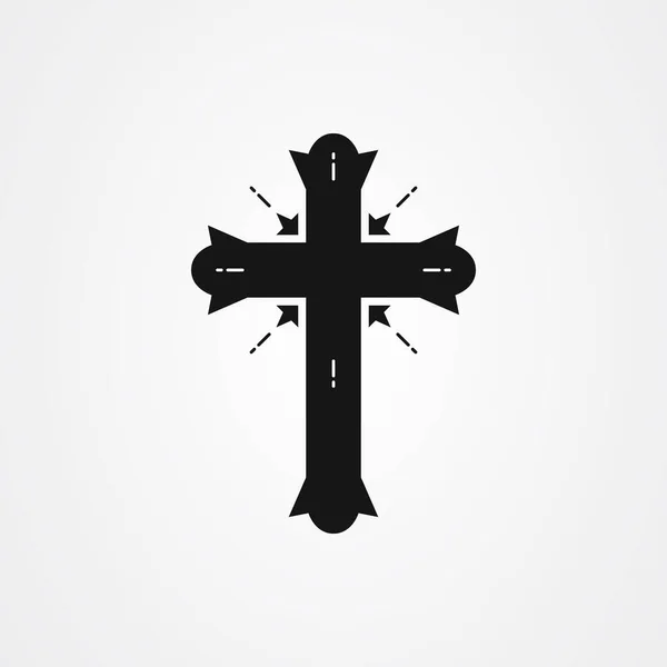 교회 아이콘 표시 벡터 디자인. 기독교 십자가의 상징. — 스톡 벡터