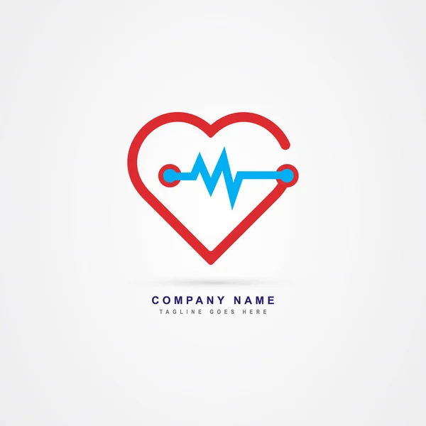 Logo santé avec coeur et cardiogramme — Image vectorielle