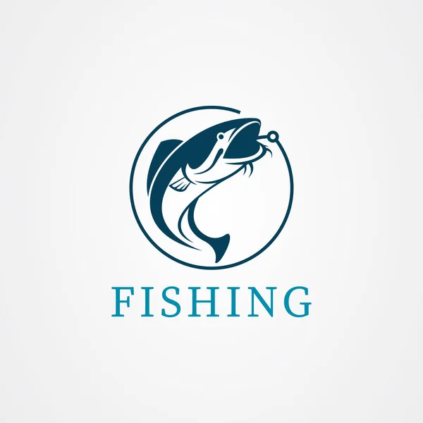 Fishing icon logo vector design — ストックベクタ
