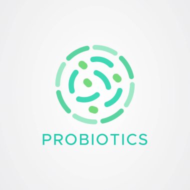Probiyotikler bakteri logosu tasarımı. Terapötik için sağlıklı beslenme maddesi