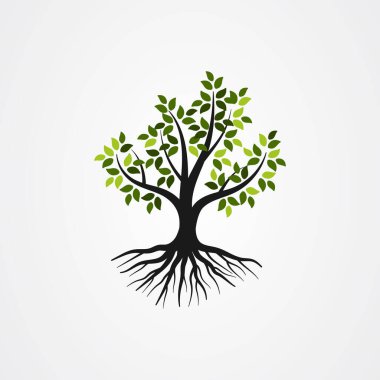 Kök vektör illüstrasyonlu ağaç