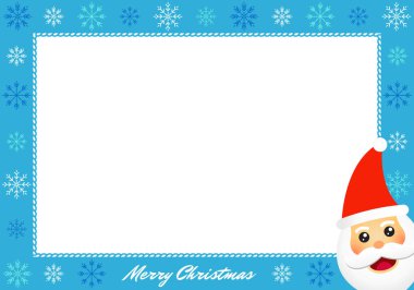 Noel Baba ve Kar Tanesi ile Mavi Noel çerçevesi.