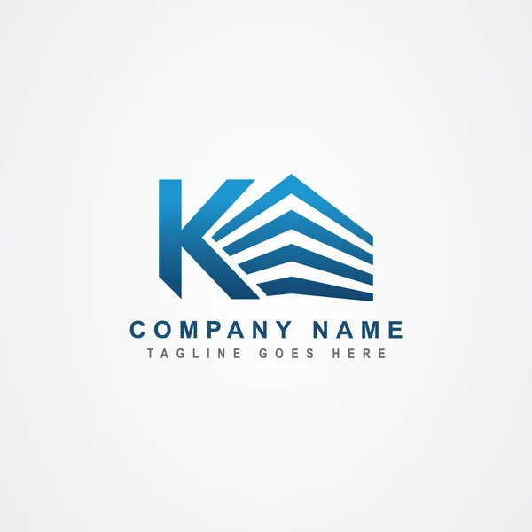 Letra o inicial K incorporada al edificio. Diseño del logotipo de la propiedad inspiración . — Vector de stock