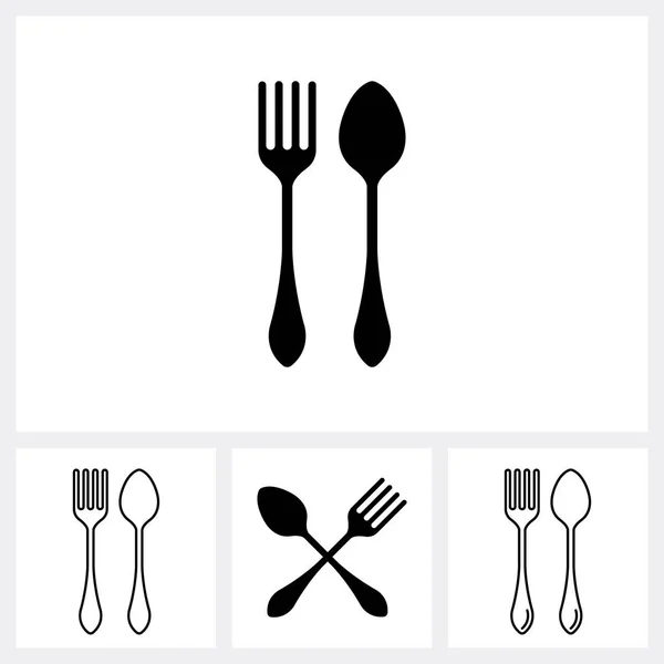 Conjunto de cuchara y tenedor icono. ilustración simple vector plano . — Archivo Imágenes Vectoriales