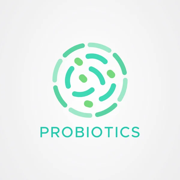 Probiyotikler bakteri logosu tasarımı. Terapötik için sağlıklı beslenme maddesi