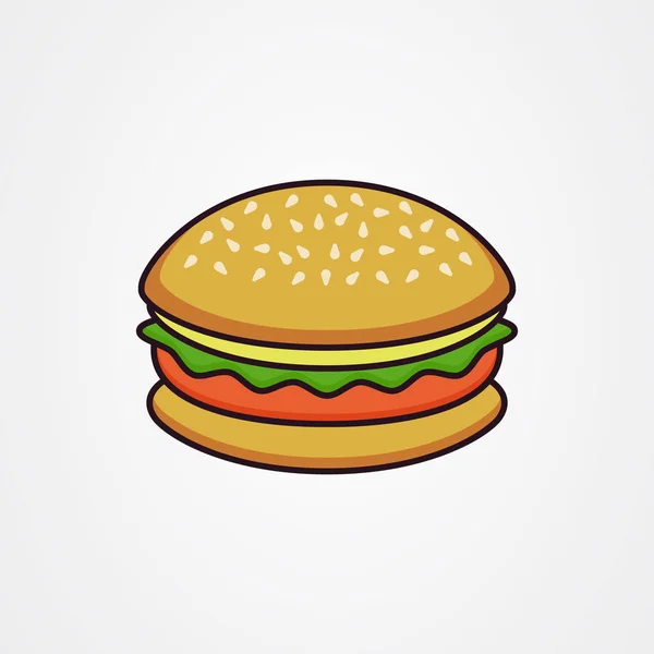 Burger-Vektorillustration mit Salat, Fleisch und Käse. — Stockvektor