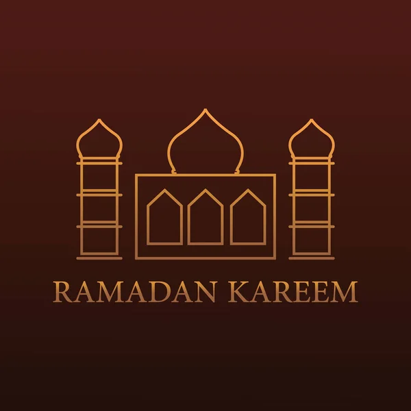 Ramadan Kareem saluto sfondo. illustrazione vettoriale della moschea con stile monoline . — Vettoriale Stock