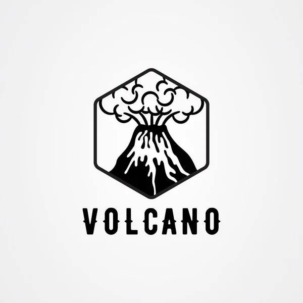 Volcanic eruption with lava and smoke vector illustration in black and white color. — Stock Vector