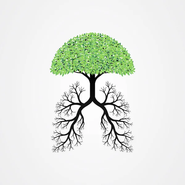 Ilustración del vector del árbol con las raíces en forma de pulmones humanos . — Archivo Imágenes Vectoriales