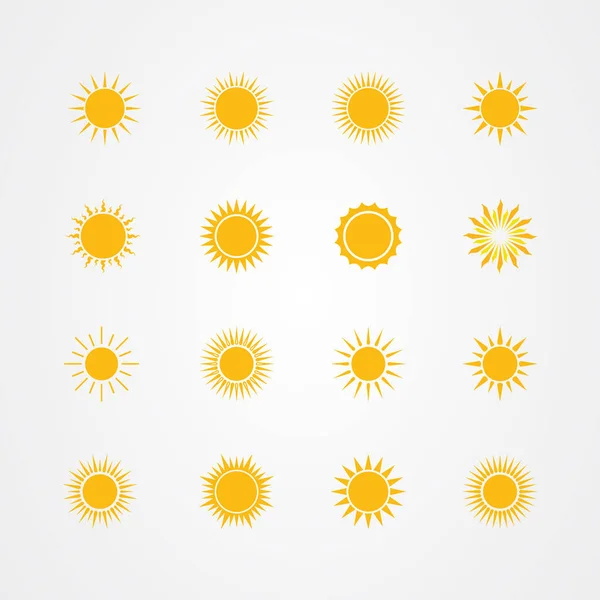 Ensemble d'icônes du soleil design vectoriel — Image vectorielle