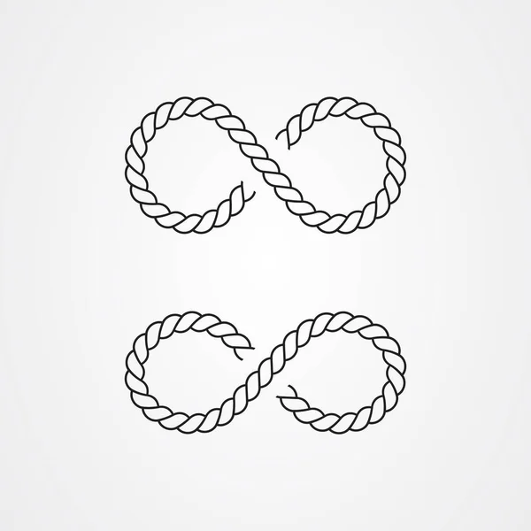Design logo icona corda con simbolo a forma di infinito. illustrazione vettoriale . — Vettoriale Stock
