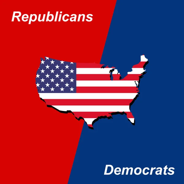 Estados Unidos republicanos políticos vs demócratas vector de ilustración — Vector de stock