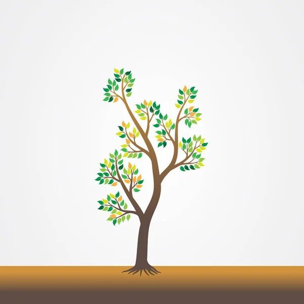 Baum mit dem Wurzelvektorbild — Stockvektor