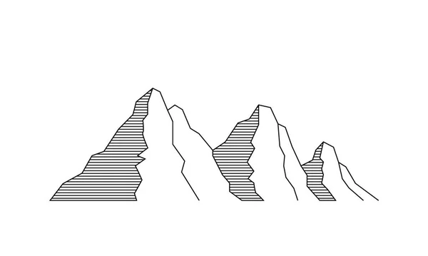 Mountain vector illustration in flat line style — Stock Vector