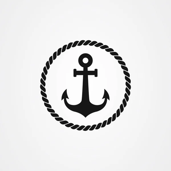 Çapa ve ip simgesi logosu tasarımı. vektör illüstrasyonu