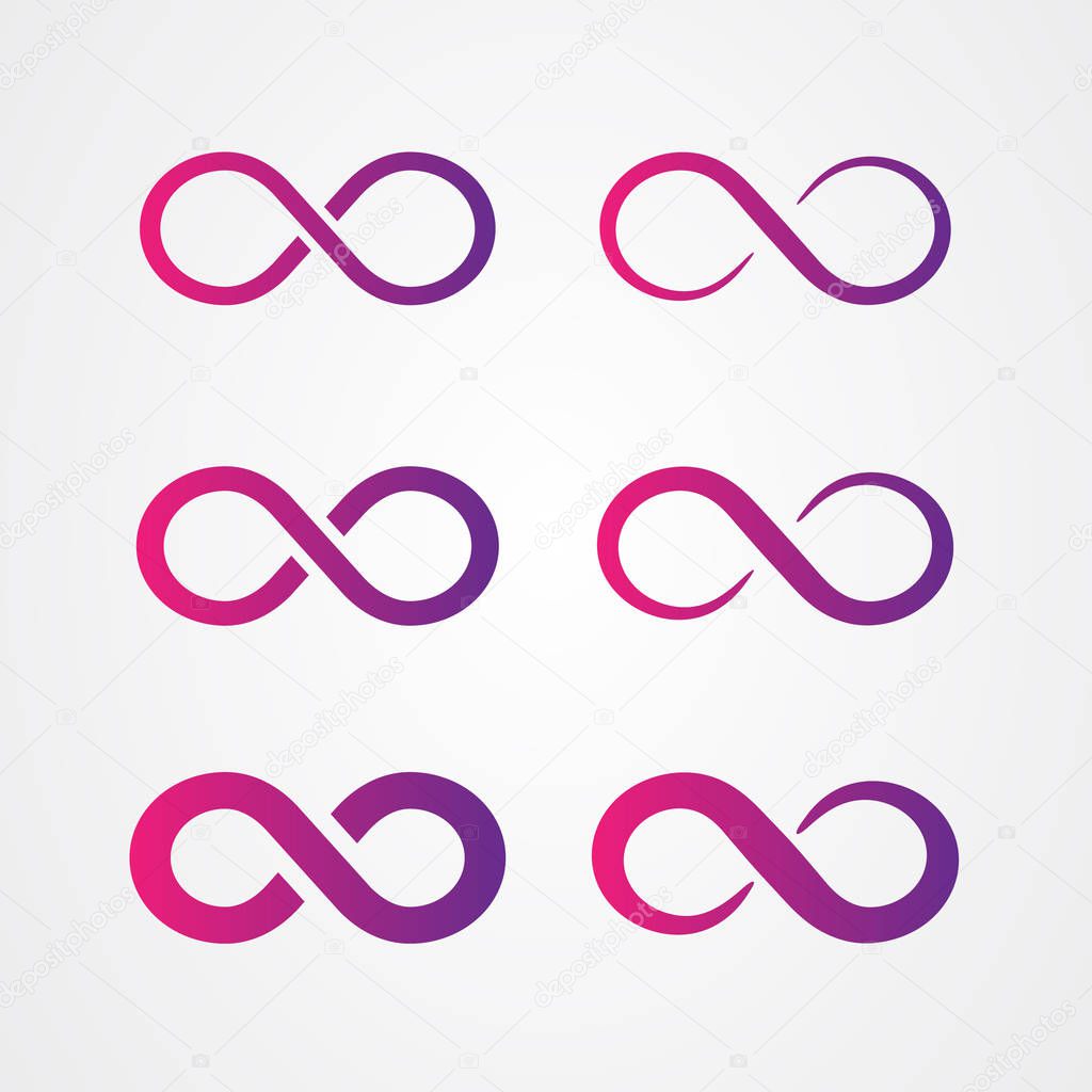 Set of infinity icon logo design. Loop symbol. vector illustration.