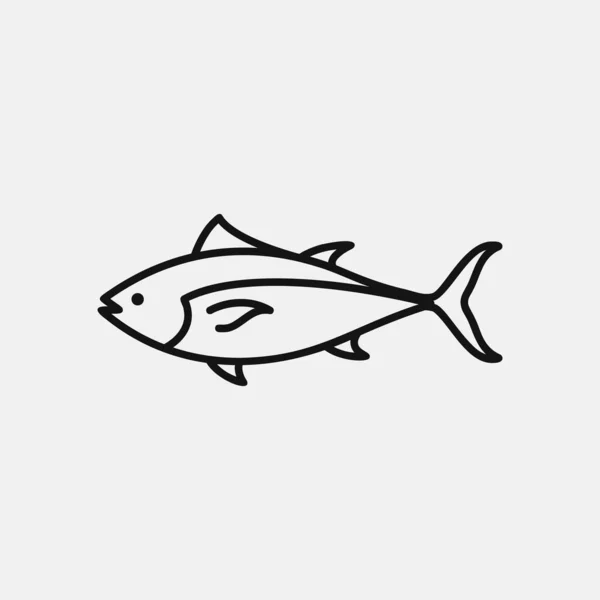 Mavi Yüzgeçli Ton Balığı Logo Tasarımı Basit Düz Vektör Illüstrasyonu — Stok Vektör
