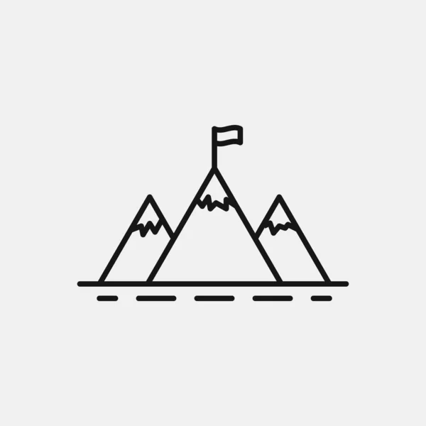 山頂に旗が描かれた山岳ベクトルイラスト — ストックベクタ