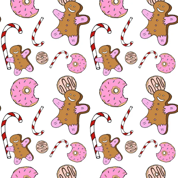 vektör desen, çörek, zencefilli kurabiye adam