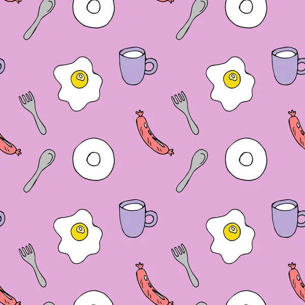 Kahvaltı, sosis, yumurta, domuz pastırması desen