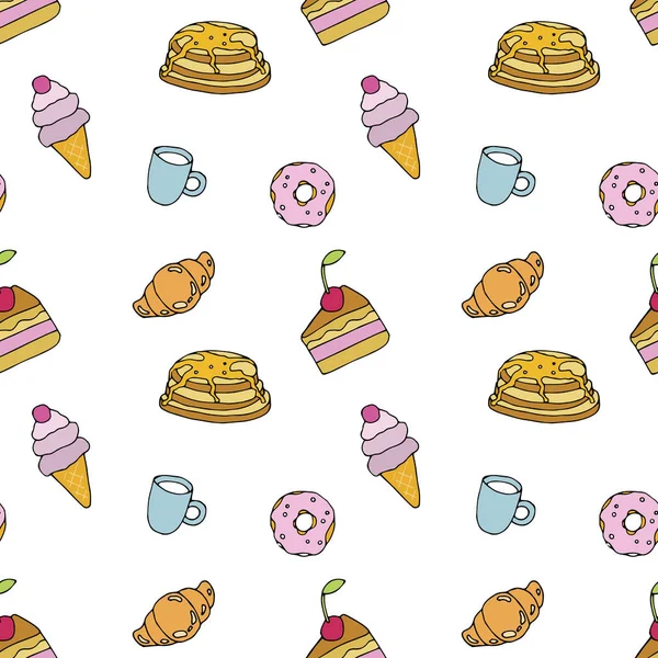 tatlı kek, süt, kruvasan desen