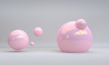 Minimalist pembe soyut şekil sahnesi, 3D görüntüleme.