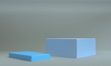 Minimalist soyut şekil sahnesi, 3D görüntüleme.