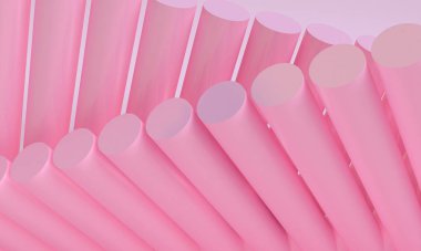 Minimalist pembe soyut şekil sahnesi, 3D görüntüleme.