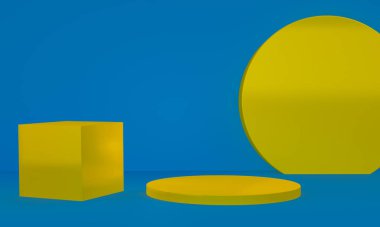Minimalist soyut şekil sahnesi, 3D görüntüleme.