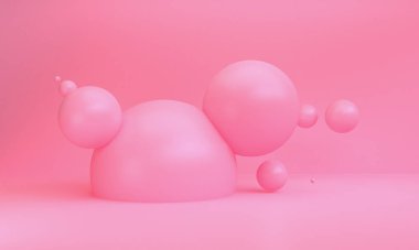 Minimalist pembe soyut şekil sahnesi, 3D görüntüleme.