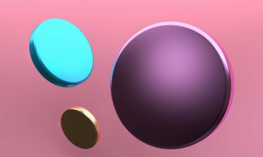 Minimalist soyut şekil sahnesi, 3D görüntüleme.