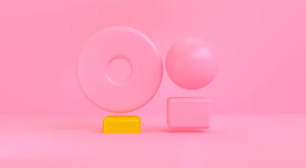 Scena di forma astratta rosa minimalista, rendering 3d . — Foto Stock