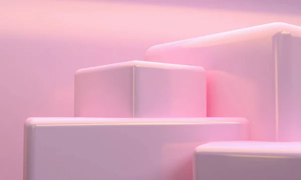 Minimalista rózsaszín absztrakt alakzat jelenet, 3D renderelés. — Stock Fotó