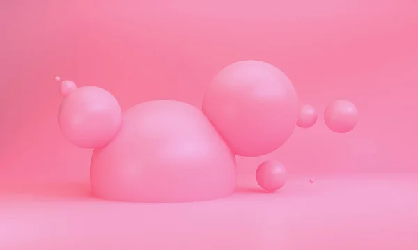 最小粉红抽象形状场景，3D渲染. — 图库照片